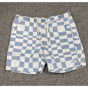 Banks Journal Shorts Mens XL  Blue White Check Drawstring Coastal Beach